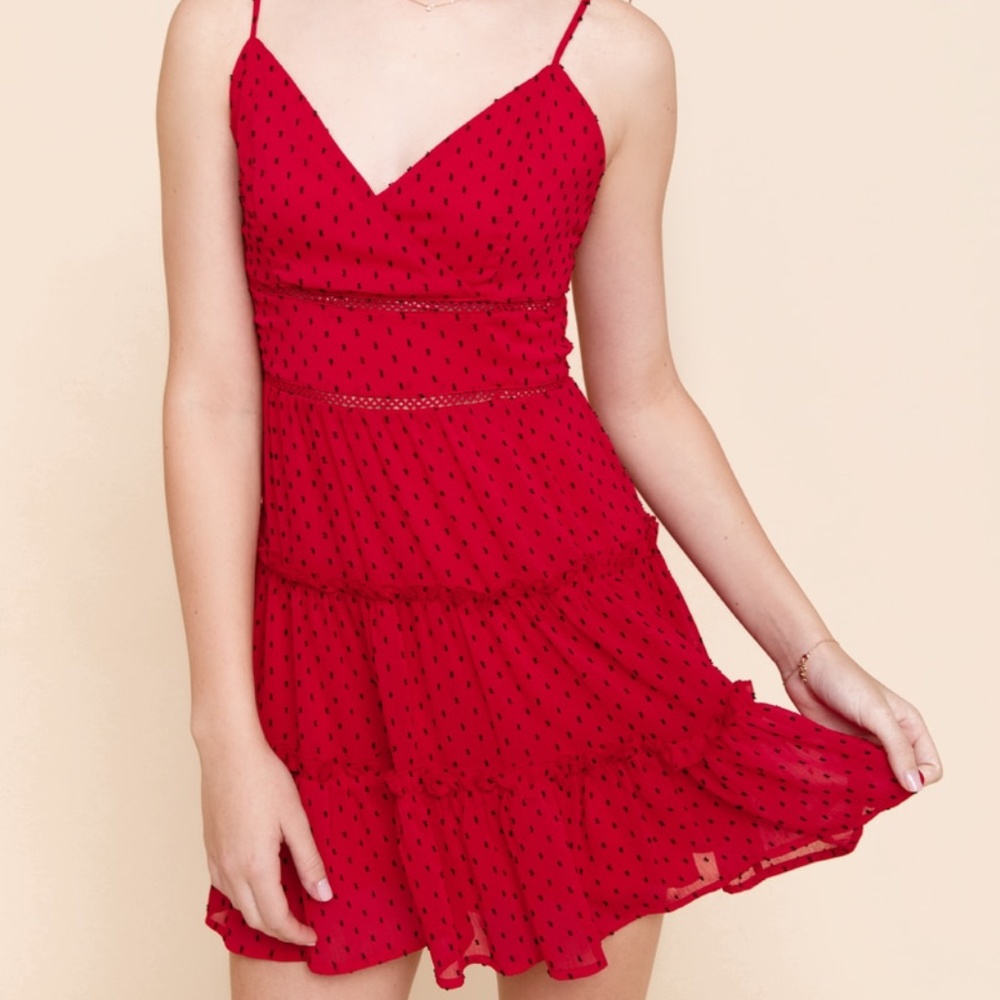 NWT Francesca's Angelise Clip Dot Tiered Mini Dress
